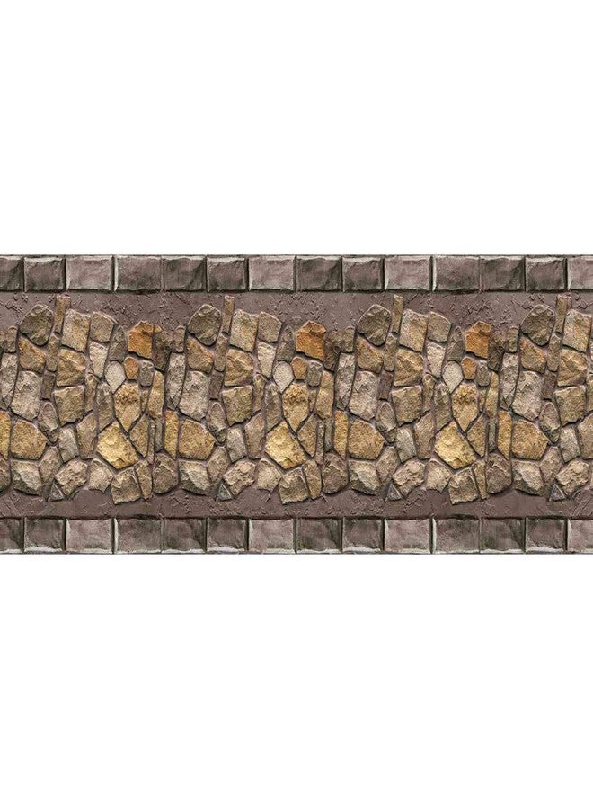 WallDesign ملصق حدودي بتصميم جداري - بنمط طوب عتيق من مادة PVC - لتزيين الحمامات والأرضيات والأبواب وجدران المطابخ - لفة 3 بوصات × 10 أقدام - مغلفة بطبقة لامعة مقاومة للماء - Image 1